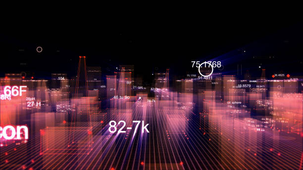 istock Technological digital background consisting of a futuristic city with data 1070213448
