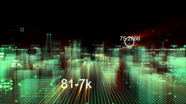 istock Technological digital background consisting of a futuristic city with data 1070213722