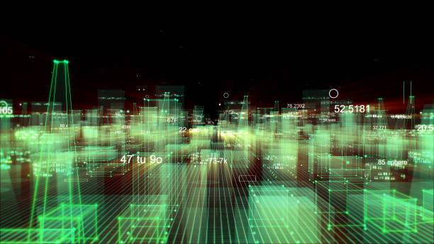 istock Technological digital background consisting of a futuristic city with data 1070213794