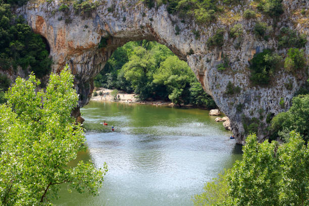istock Natural arch over the french river Ardeche - Pont d'Arc 1070224838