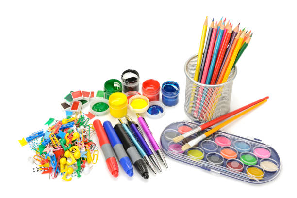 istock Bright school supplies isolated on white 1070229230