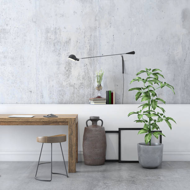 istock Contemporary home office interior background template 1070229744
