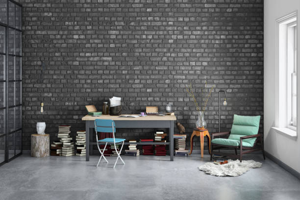 istock Contemporary home office interior background template 1070229816