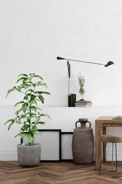 istock Contemporary home office interior background template 1070229830