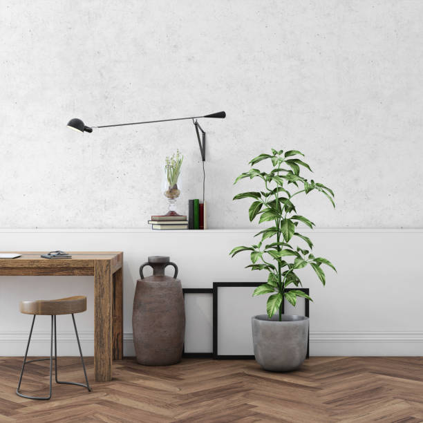 istock Contemporary home office interior background template 1070229844