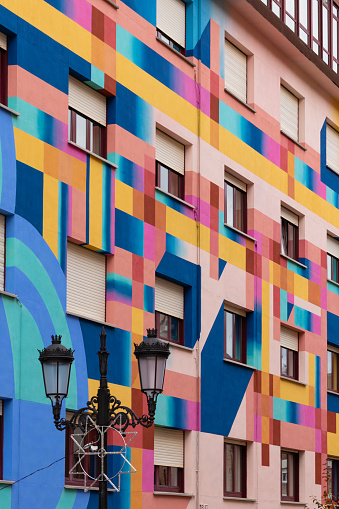 Architecture Oviedo Asturias Spain - travel background, colorful facade of a building