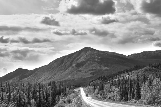 A view of the Stewart-Cassiar Hwy near Good Hope Lake in British Columbia, Canada