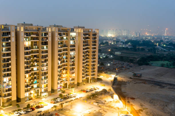 istock Housing skyscrapers in gurgaon at dusk with skyline 1070249156