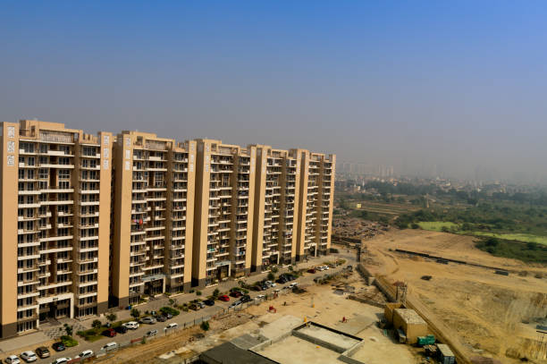 istock Housing skyscrapers in gurgaon at dusk with skyline 1070249178