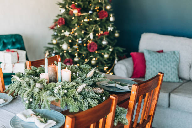 istock festive decorations inside room Christmas tree garland 1070253490