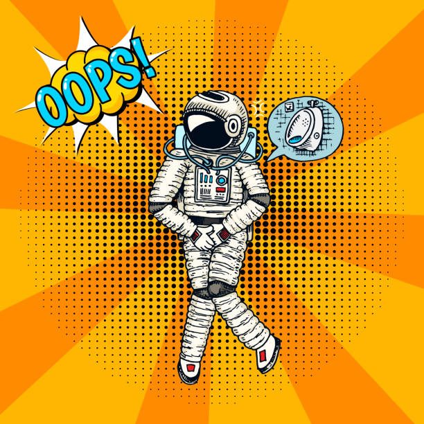 Oops pop art astronaut soaring. Spaceman cosmonaut superhero explore adventure. engraved hand drawn in old sketch. colorful background retro comic style. Astronomical galaxy space. Oops pop art astronaut soaring. Spaceman cosmonaut superhero explore adventure. engraved hand drawn in old sketch. colorful background retro comic style. Astronomical galaxy space astronaut borders stock illustrations