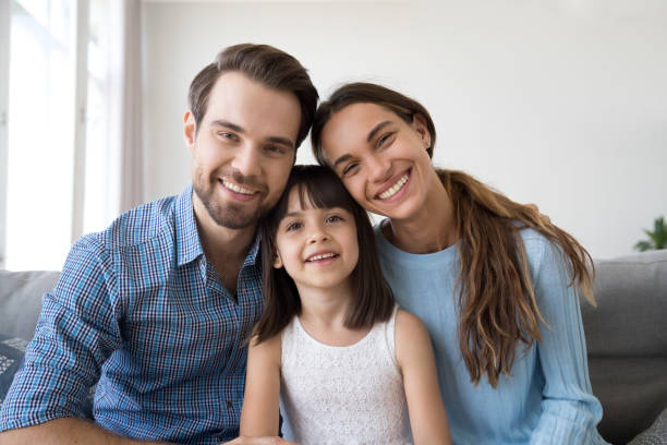 istock Happy family have video call smiling looking at camera 1070262086
