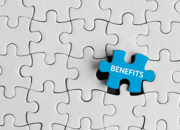 Benefits, Jigsaw puzzle concept. Puzzle pieces with word ‘Benefits’ jigsaw piece photos stock pictures, royalty-free photos & images
