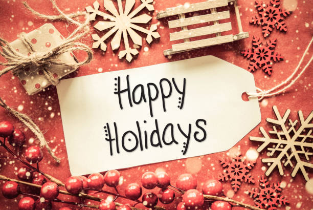 istock Flat Lay, Bright Decoration, Calligraphy Happy Holidays 1070273626