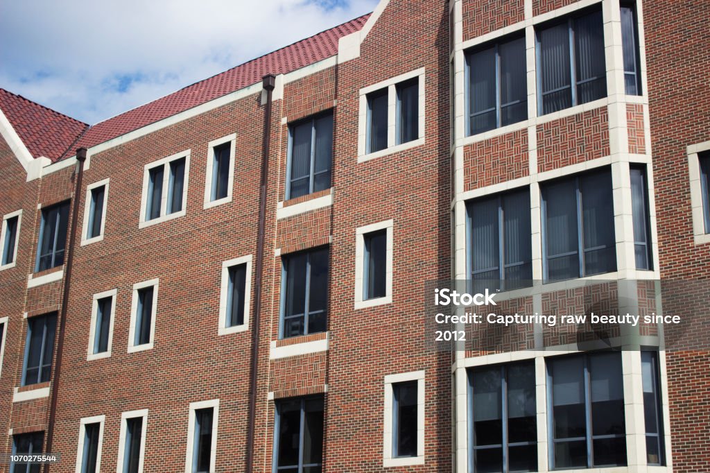 Windows University Building Architecture Brick University Building With Glass Windows And White ...