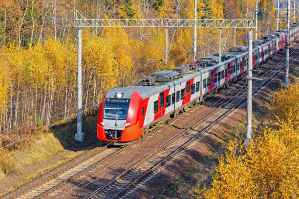 istock Modern high-speed train approaches to the station. 1070276440