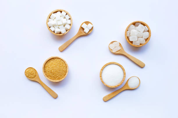 istock Various types of sugar on white background. 1070278760