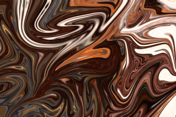 istock Liquify Abstract Pattern With Brown Graphics Color Art Form. Digital Background With Liquifying Flow. 1070294582