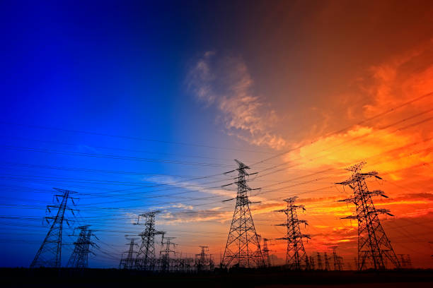 istock Electric tower, silhouette at sunset 1070294748