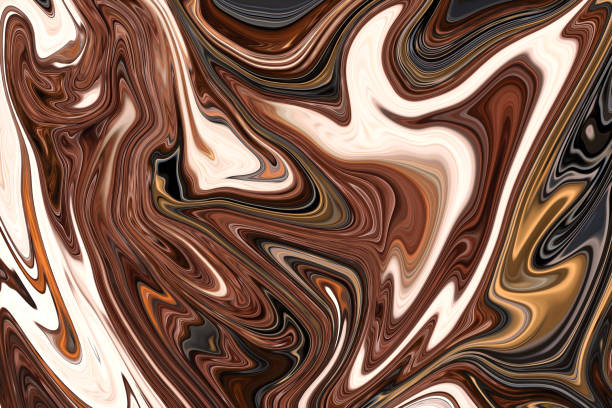 istock Liquify Abstract Pattern With Brown Graphics Color Art Form. Digital Background With Liquifying Flow. 1070295226