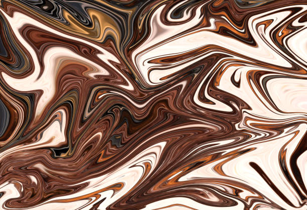 istock Liquify Abstract Pattern With Brown Graphics Color Art Form. Digital Background With Liquifying Flow. 1070295242