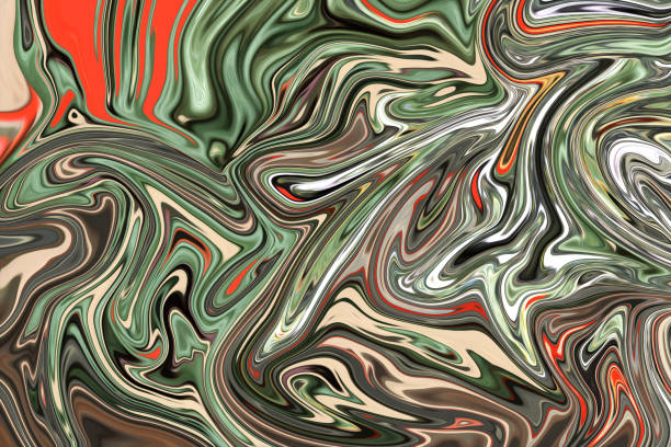 istock Liquify Abstract Pattern With Grey, Red, Green And White Graphics Color Art Form. Digital Background With Liquifying Flow. 1070295980