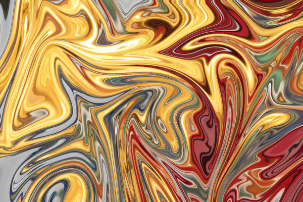 istock Liquify Abstract Pattern With Red, Yellow, Green And Grey Graphics Color Art Form. Digital Background With Liquifying Flow. 1070300088
