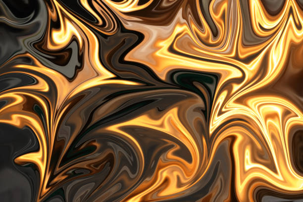 istock Liquify Abstract Pattern With Gold, Yellow, Grey And Black Graphics Color Art Form. Digital Background With Liquifying Flow. 1070300152
