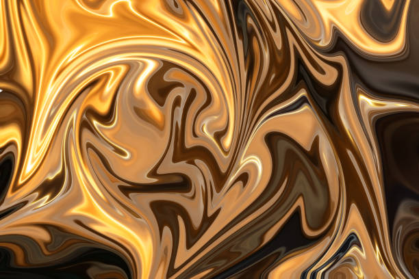 istock Liquify Abstract Pattern With Gold, Yellow, Grey And Black Graphics Color Art Form. Digital Background With Liquifying Flow. 1070300182