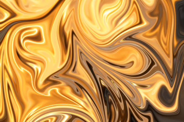 istock Liquify Abstract Pattern With Gold, Yellow, Grey And Black Graphics Color Art Form. Digital Background With Liquifying Flow. 1070300190