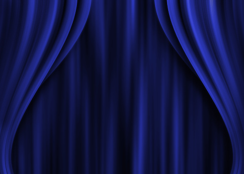 Theater blue curtain with spot lighting