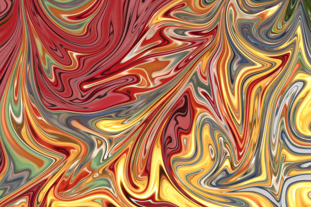 istock Liquify Abstract Pattern With Red, Yellow, Green And Grey Graphics Color Art Form. Digital Background With Liquifying Flow. 1070315462