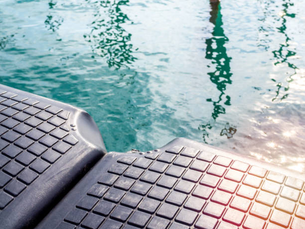 istock Close-up dirty plastic pontoon walk way texture background 1070315792