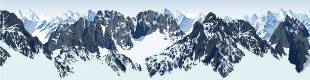 ベクトル カラコルム ヒマラヤ パノラマ - glacier mountain ice european alps点のイラスト素材／クリップアート素材／マンガ素材／アイコン素材