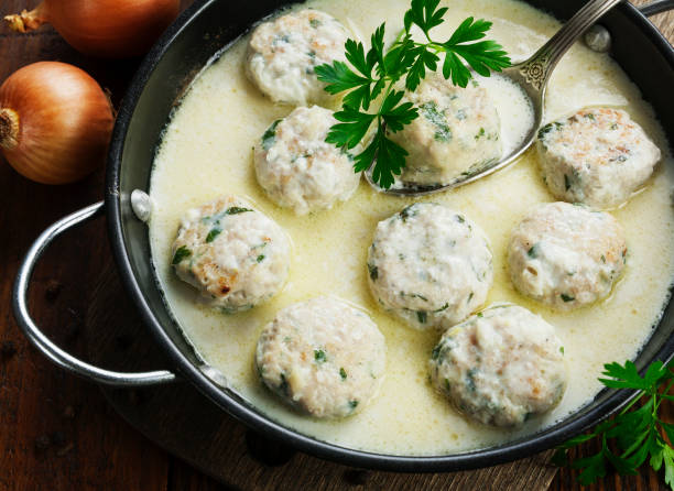 istock Chicken meatballs in milk sauce 1070324294
