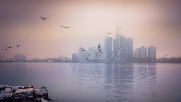 istock Detroit Skyline - Winter Mist 1070334962