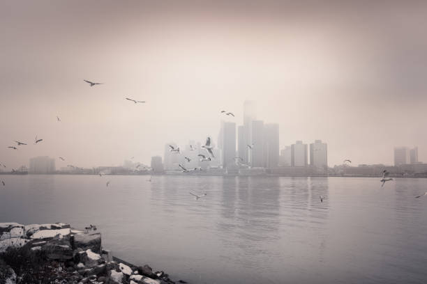 istock Detroit Skyline - Winter Mist 1070335018