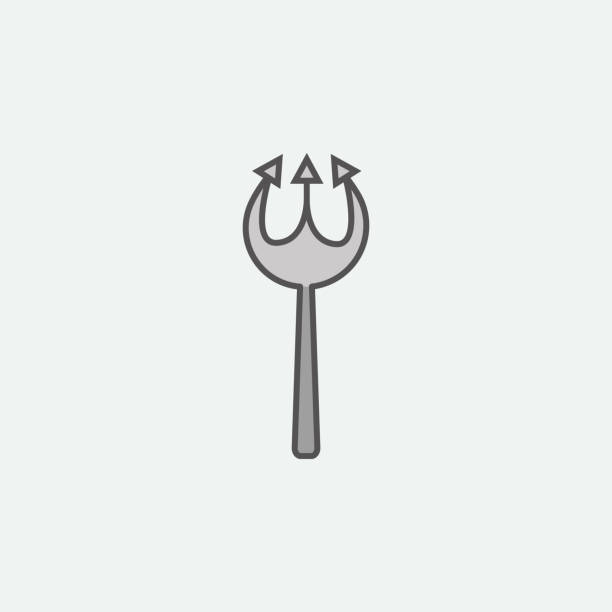 Halloween fork colored icon. One of the Halloween collection icons for websites, web design, mobile app Halloween fork colored icon. One of the Halloween collection icons for websites, web design, mobile app on white background greek god poseidon backgrounds stock illustrations