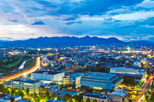 Aerial view of Takasaki town. from Takasaki city hall observatory. gunma prefecture stock pictures, royalty-free photos & images