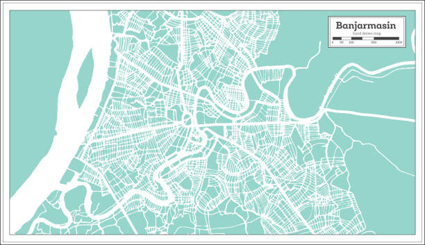 Banjarmasin Indonesia City Map In Retro Style Outline Map Stock Banjarmasin Indonesia City Map In Retro Style Outline Map 