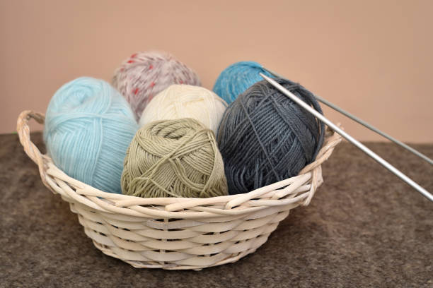 istock Knitting accessories in the basket 1070355126