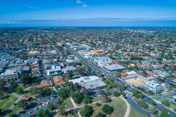 istock Oakleigh suburb residential area - aerial view 1070355182