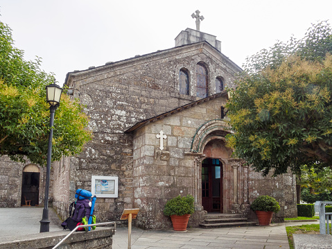 Church of San Tirso with its Romanesque portal - Palas de Rei, Galicia, Spain