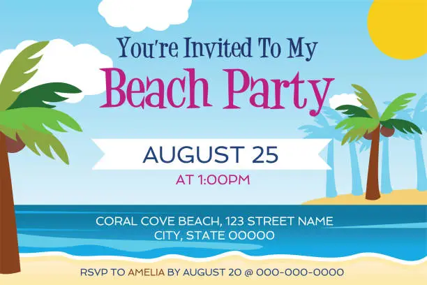 Vector illustration of Beach Party Invitation
