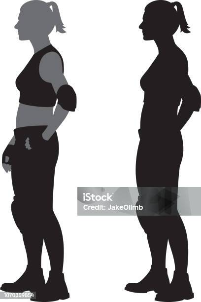 Sports Woman Silhouette Stock Illustration - Download Image Now - Fitness Boot Camp, Military Training, In Silhouette