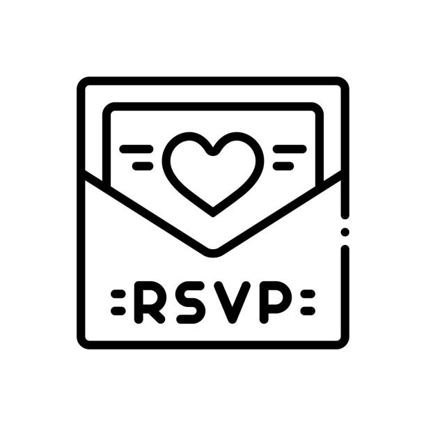 Rsvp card Icon for RSVP, card, invitation, message, template rsvp stock illustrations