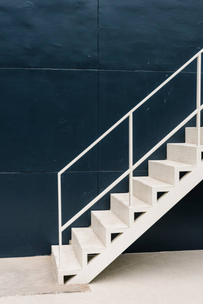 istock White staircase in a blue building 1070373238