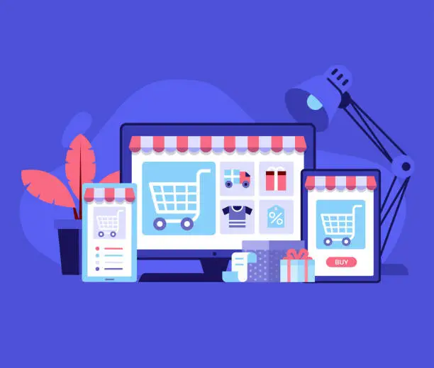 Vector illustration of Online Shopping Digital Store Concept