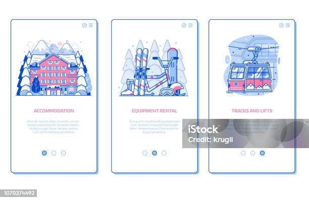 Winter Ski Resort Mobile A Stock Illustration - Download Image Now - Skiing, Flat Design, Device Screen