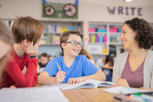 istock Teacher helping 4th graders in her classroom 1070377396